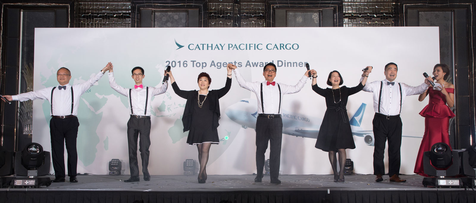 Cathay Pacific Cargo's Aaron Chan leads his team on stage for a show-stopping musical climax