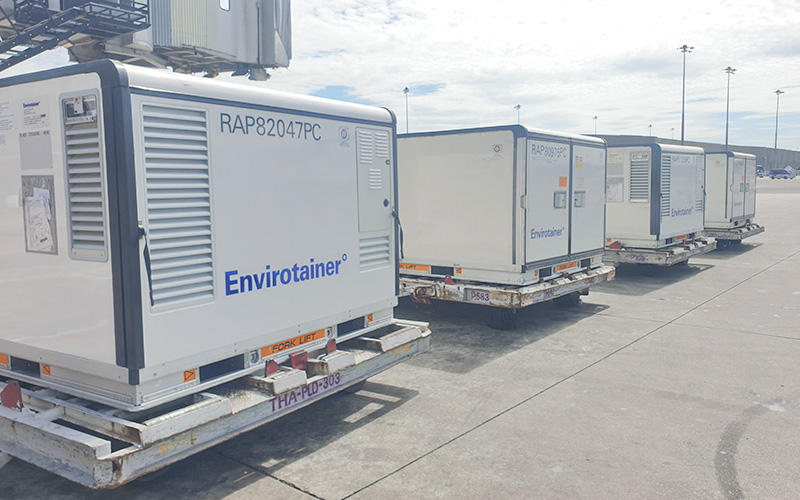 The Envirotainer e2 containers were given priority towing, loading and offloading at every stage